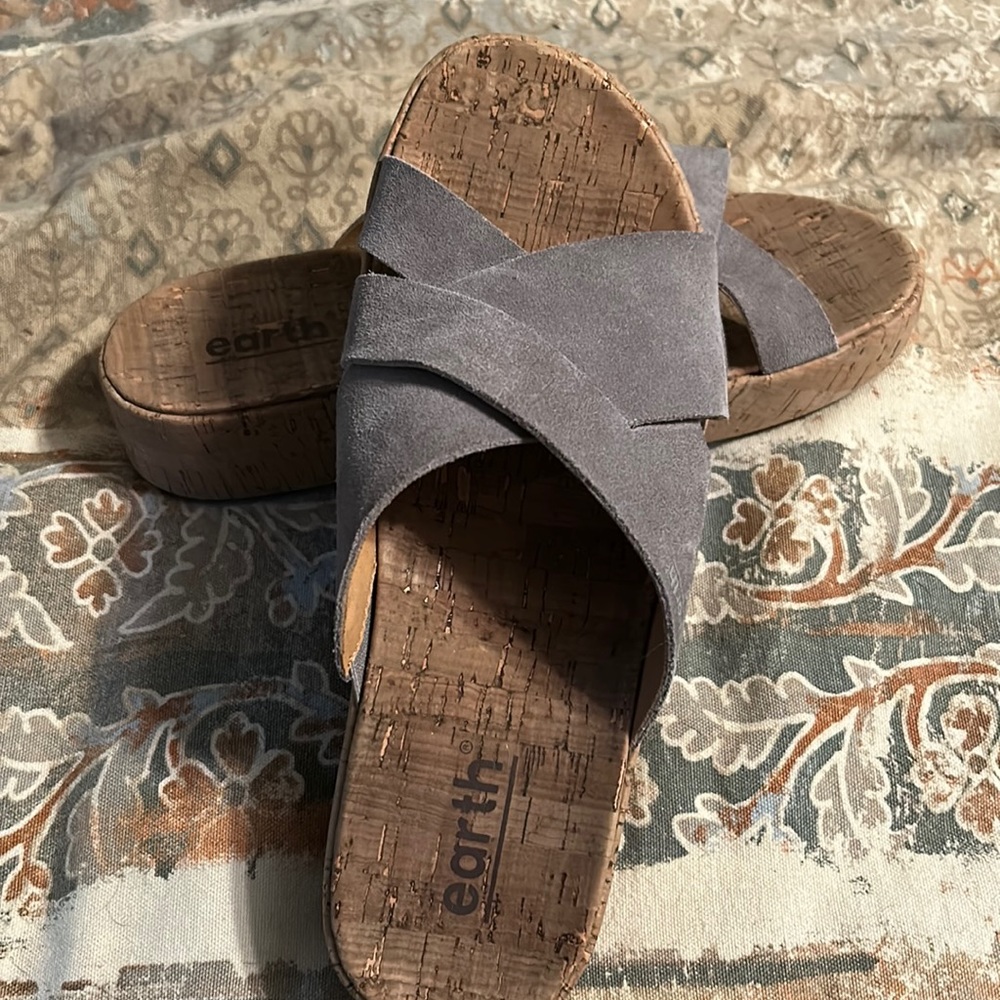 Earth suede slide sandals